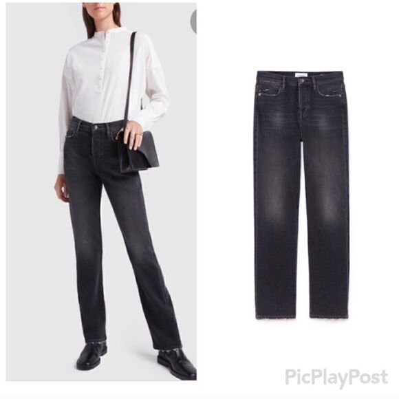 NWT Frame Le Hollywood Black Bonilla Jeans - Picture 1 of 6